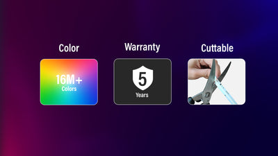title:Built to Impress ✅✅✅///desc:Supports 16 million vibrant colors, easily cuttable for custom lengths, and backed by a 5-year warranty for long-term reliability.