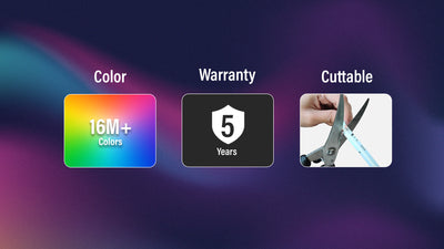 title:Built to Impress ✅✅✅///desc:Supports 16 million vibrant colors, easily cuttable for custom lengths, and backed by a 5-year warranty for long-term reliability.
